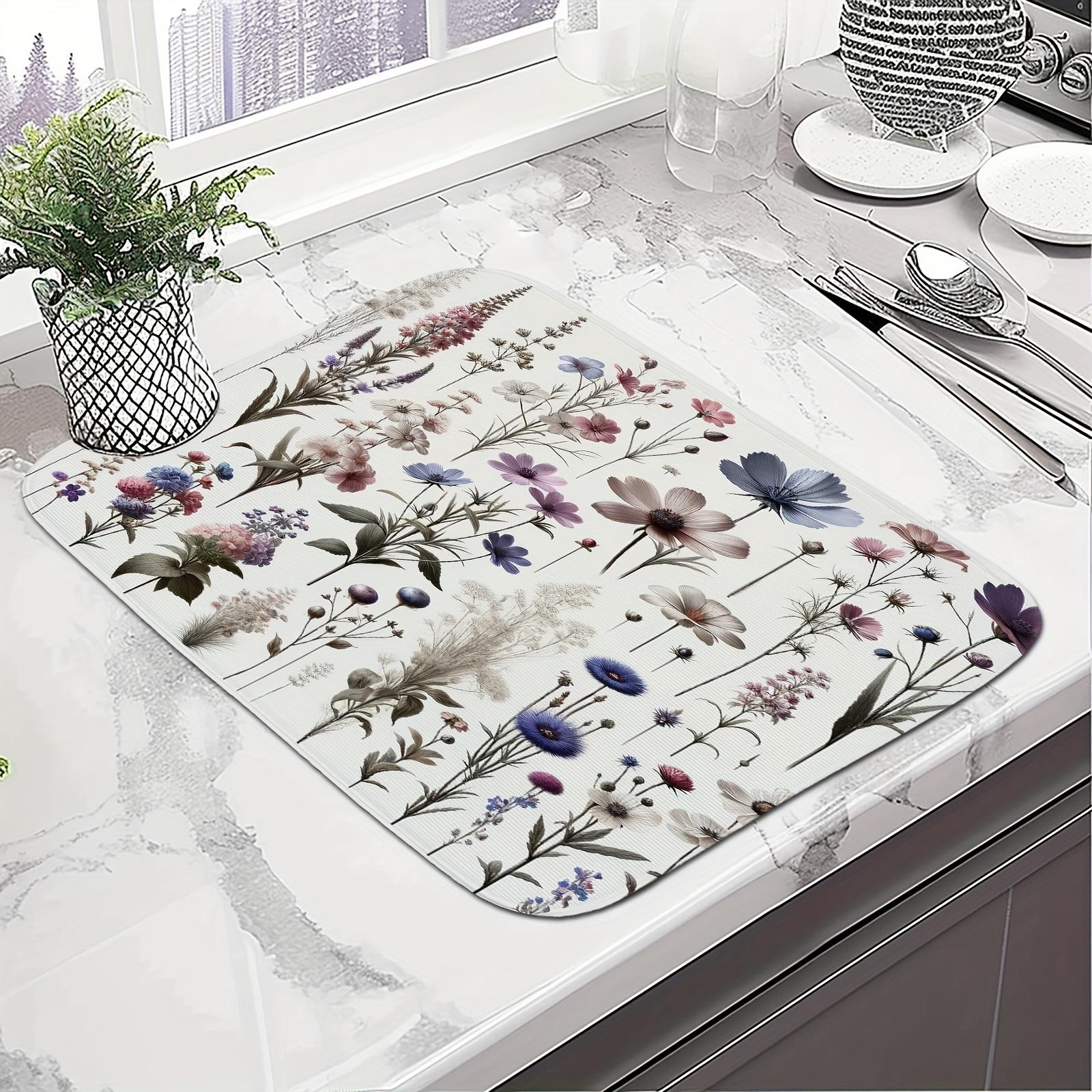 

1 шт. резиновый коврик для сушки с цветком для кофейни, ресторана, кухни, ковра, посуды, прочного диатомового грязевого коврика для стола, коврика для домашних животных, кофейной посуды 30cm*40cm