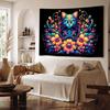Psychedelic Cyber Style Black Light Cat Tapestry Psychedelic Flower Wall Hanging Bedroom Living Room Home Decoration