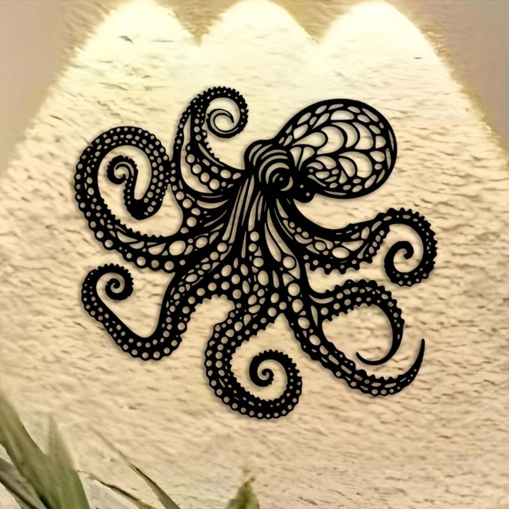 Large Metal Octopus Wall Art Victorian Gothic Laser Cut Sculpture Nautical Halloween Decor Gift
