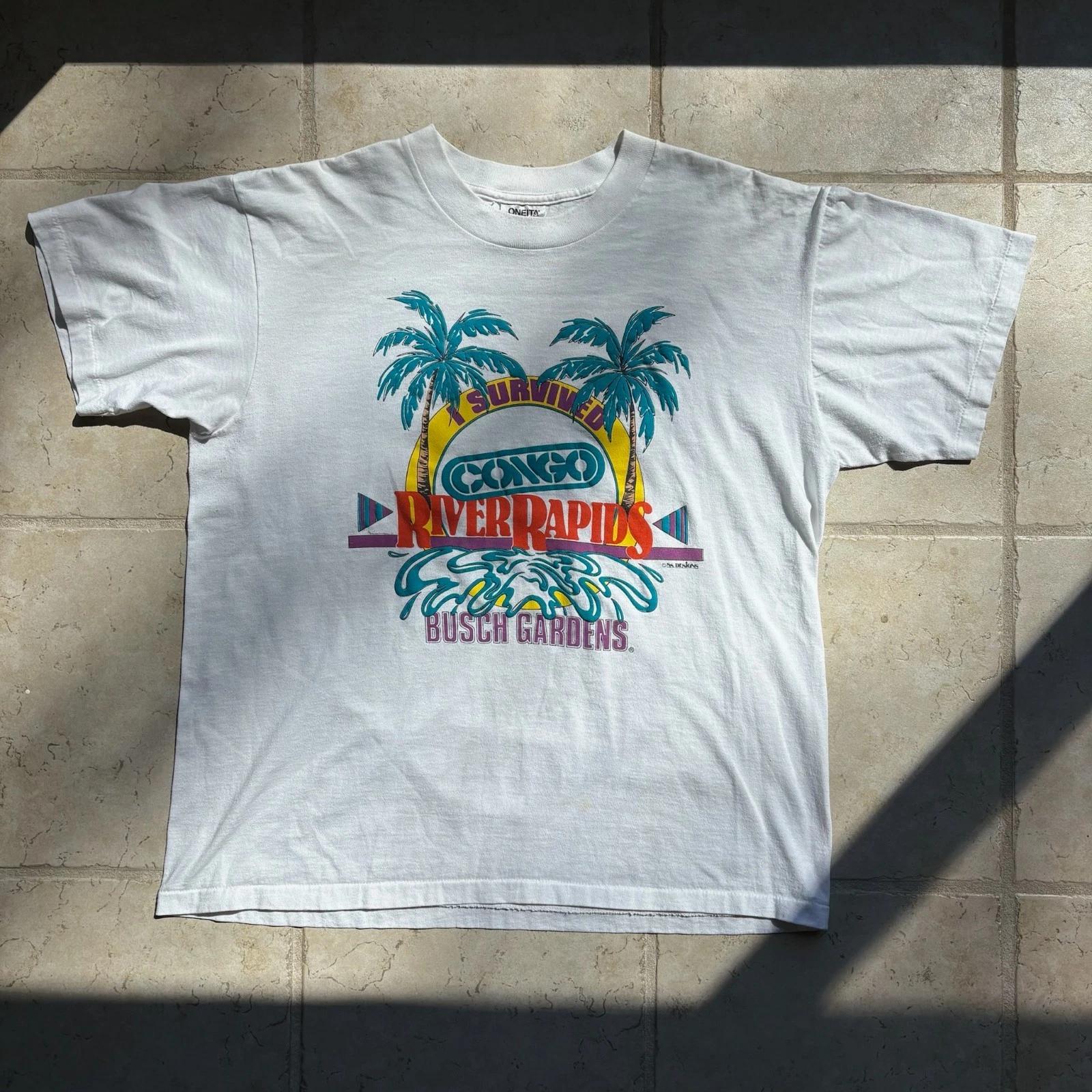 

Vintage 90s Busch Gardens Congo River Rapids T Shirt Single Stitch USA Made XL XL