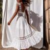 New European and American Fashion Lace Sleeveless Splicing Pendulum Long Dress Dress
