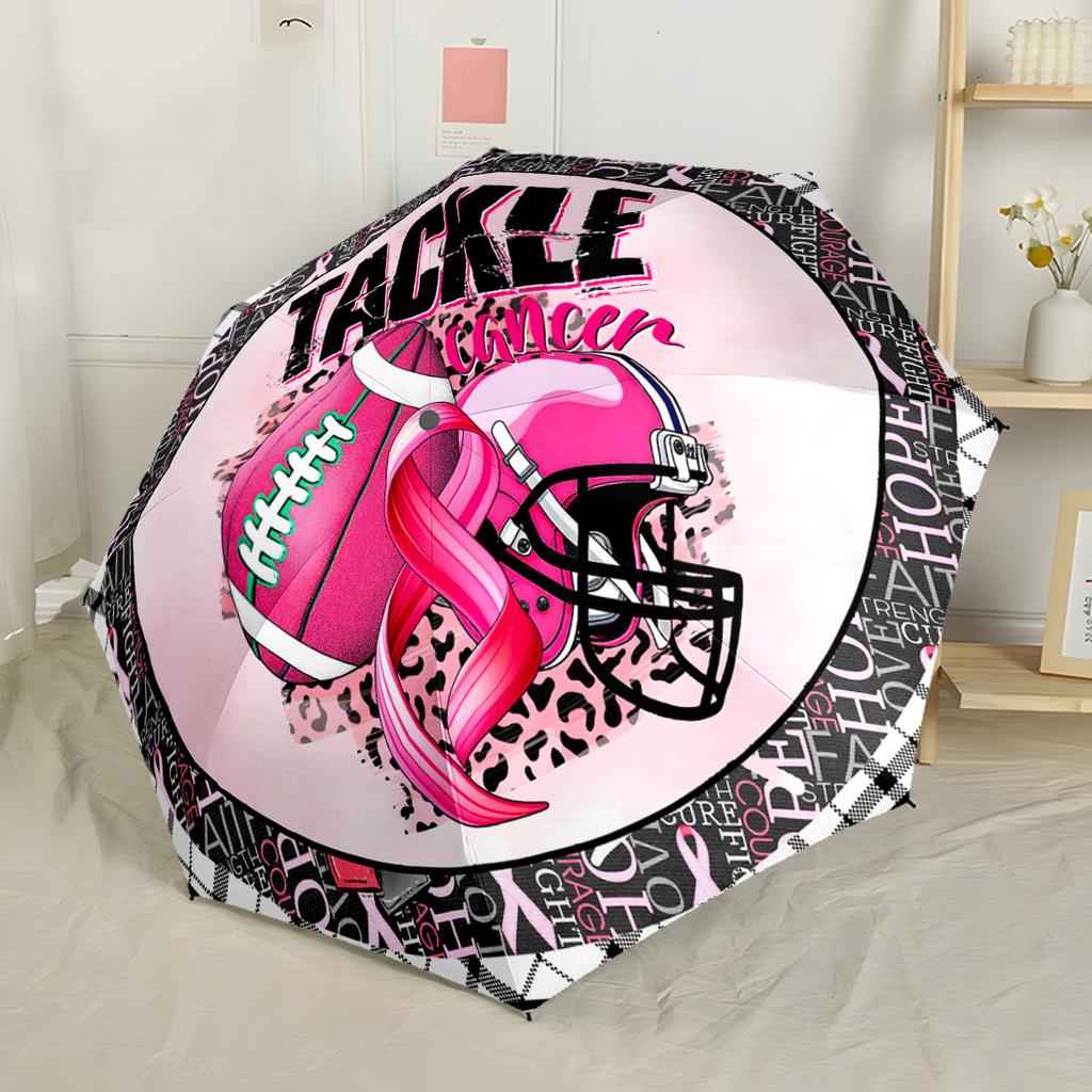 Football Helmets And Ball Automatic Umbrella Compact 8-Rib Design Foldable Design Perfect for Outdoor Adventures Fashion Lovers