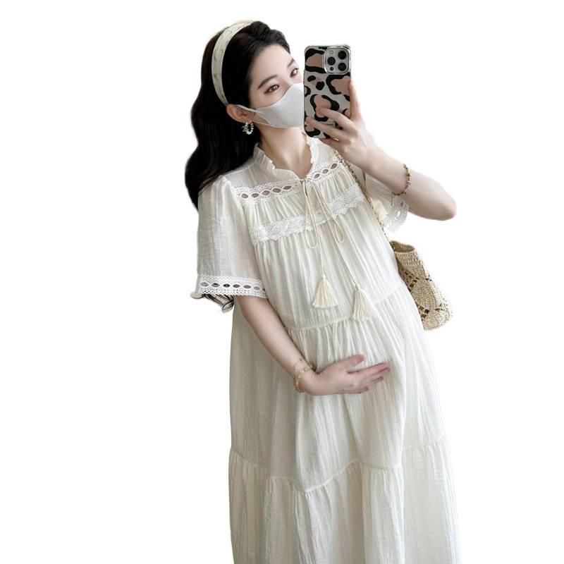 2026 Summer Bohemian Ethnic Maternity Dress with Beautiful Wide Hem Skirt