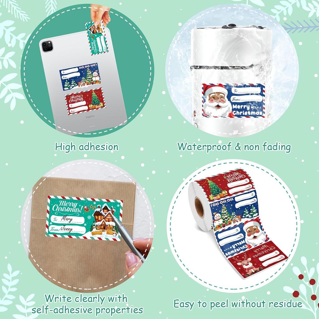 240pcs/1roll Christmas Gift Tags - Self-Adhesive Sticky Label - Christmas Party Supplies, Christmas Accessories,Festive Labeling