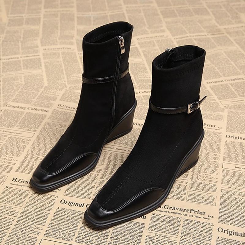 

Wedges Ankle Boots for Women Designer Heels Shoes Winter Fashion Chelsea Boots New Walking Elegant Dress Party Mujer Botas 40