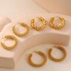 European & American Sequined Round Spliced Titanium Steel 18k Gold C-Shaped Ear Hoops - Non-fading Fashion Earrings