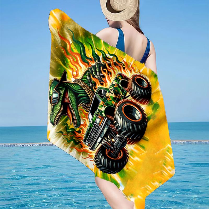 Elektrischer Monster Truck Kunst Strandtuch, Superweiche Mikrofaser, Geschenk für Sie/Ihn, Geburtstag, für Pool, Strand, Reisen, Heimdekoration Fan-Geschenke