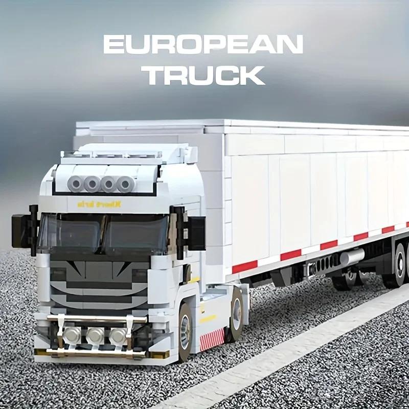 2in1 European Trailer + Boxcar Urban Traffic Logistics Transport Vehicle Building Blocks Set - Truck Trailer Collectible