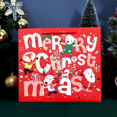 3pcs Christmas Gift Bag Handbag Santa Claus Gift Bag Christmas Eve Packaging Bag Baking Paper Bag