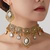 Indian Ethnic Style Gemstone Beaded Jewelry Set - Necklace & Earrings