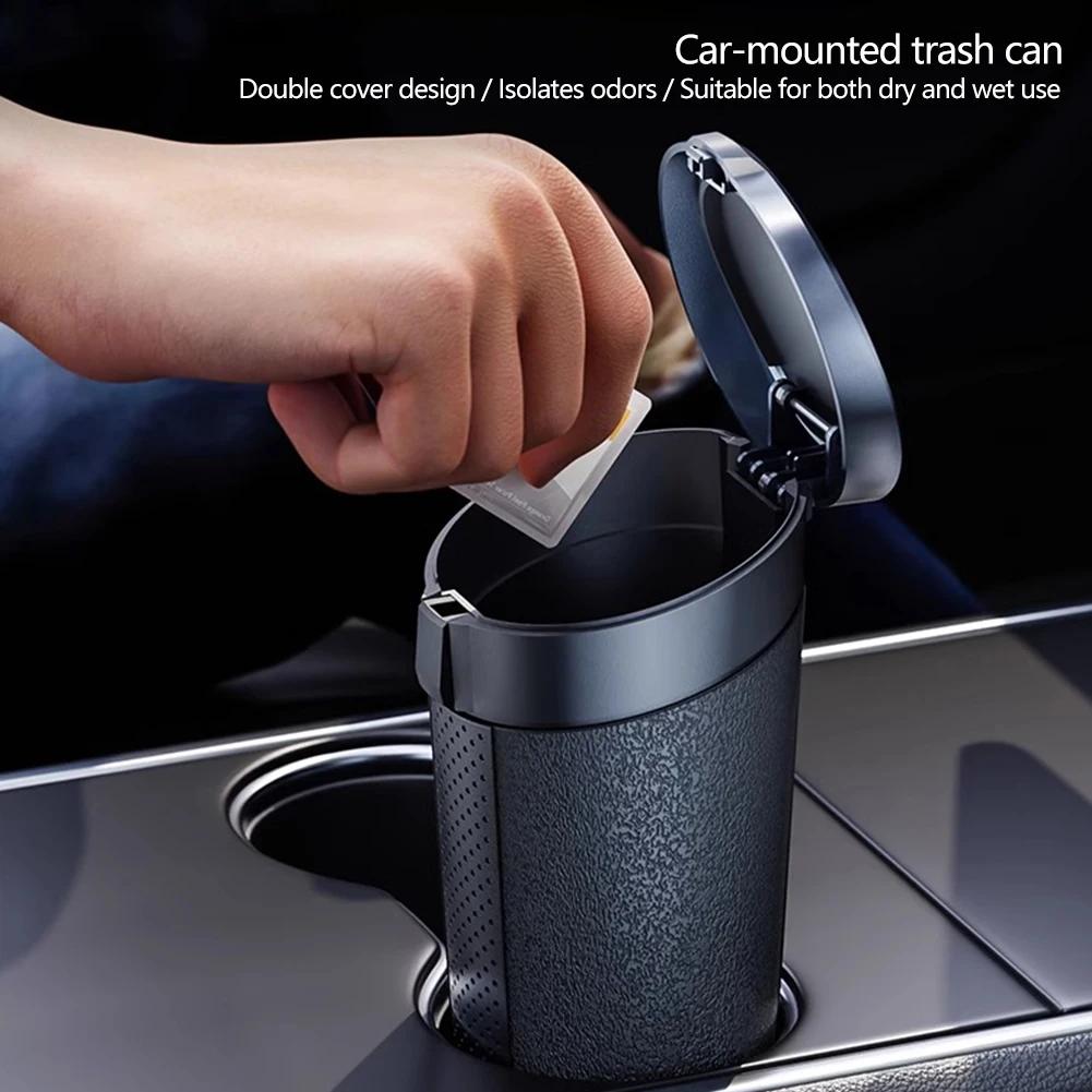 Car Trash Bin Can Mini Auto Dust Organizer Car Interior Rubbish Bag Garbage Container Storage Box Bucket Auto Accessories