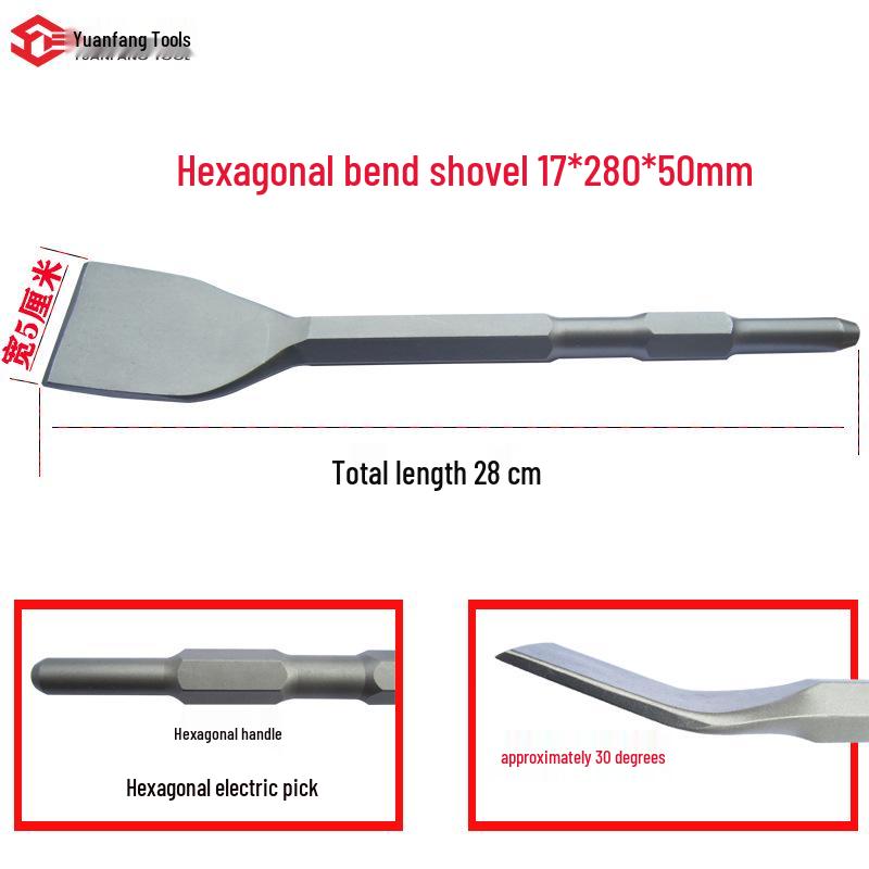 Electric Hammer Drill Set: Square/Round Shank with Pointed, Flat, U-shaped Chisels, Pick Head, Shovel, and Slotting Through-wall Drill.