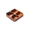 1PC Pallet 20*20*4.5cm Fruit Platter Walnut Wood Snack Tray 4 Compartment Stackable Fruit Bowl Serving Platter Plates Tableware