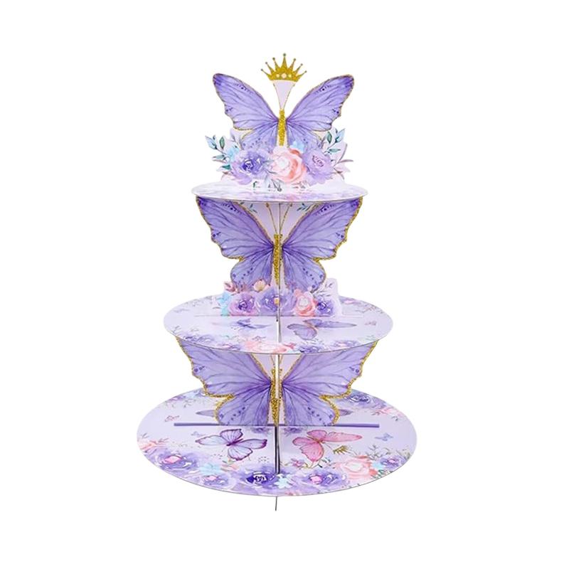 3 Tier Cake Stand Butterfly Party Cake Display Stand Birthday Cupcake Butterfly Party Decoration For Kid Dessert Cake Rack