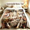 Floral Garden Theme Soft Blanket Personalized Custom Name Text Print Warm Blanket Home Sofa Bedroom Decor