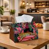 1pc Leopard Print Tissue Holder & Napkin Organizer - Pink Jungle Tabletop Box with Sturdy Base, Suitable for Vehicle, Kitchen, Dining,, Parties, Festi