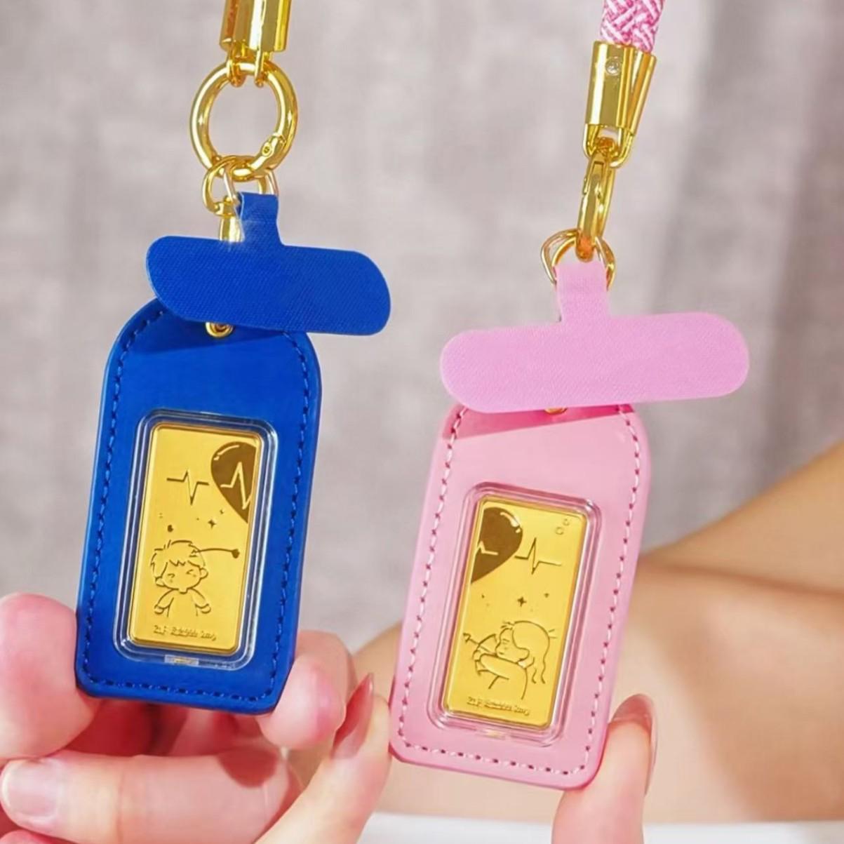 Golden 999 Omamori Valentine s Day Keyring Pendant - Pure Gold Concentric Circles Cultural Gift