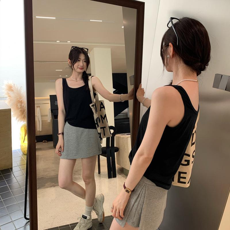 Women's U-Neck Wide Shoulder Strap Tank Top, Sleeveless Summer 2026 Style, Versatile as Inner or Outer Wear