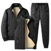 Completo Invernale da Uomo a Quadri Diamantati Caldo Giacca a Maniche Lunghe Gilet Senza Maniche + Pantaloni Ispessiti Set Due Pezzi