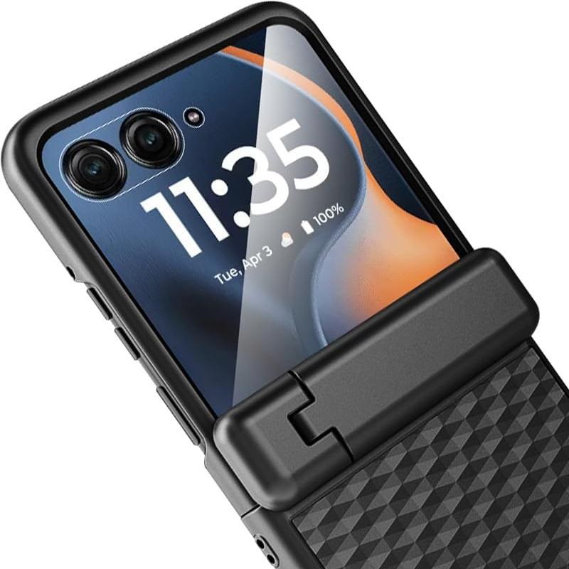 Hülle für Motorola Razr 70 Ultra / 60 Ultra, PC-Ständer Hülle, mit Glas, schwarz