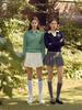 LORDLOAR Signature Color Block Collar Long Sleeve Knit Navy