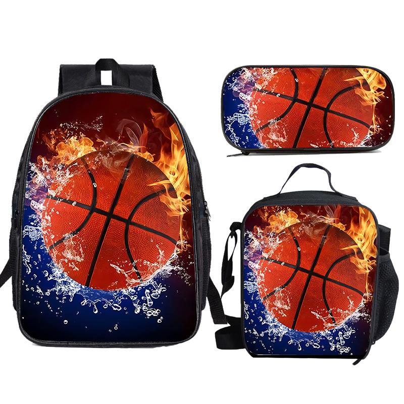 Elementary school students' simple large capacity basketball backpack, 1-3 grade lunch bag, pencil case, children's backpack