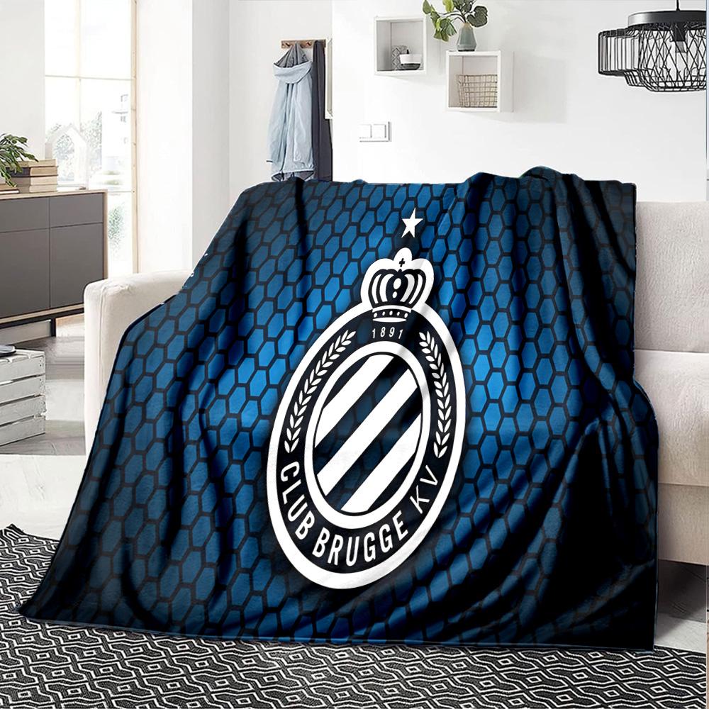 Coperta in Flanella con Stemma del Club Brugge Fc, Morbido Poliestere, Design Moderno, Per Tutte le Stagioni per Campeggio, Viaggi, Regali per le Feste o Compleanni