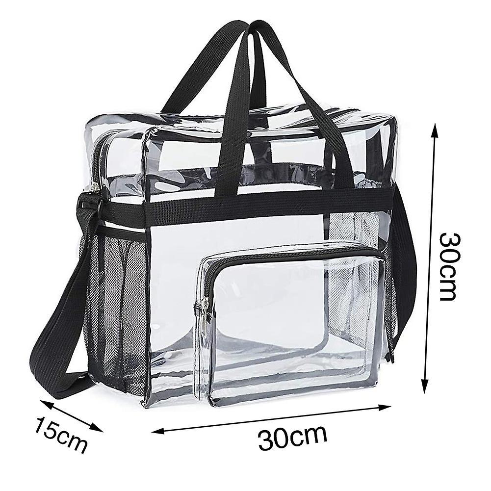 Unisex Transparent Travel Bag with Mesh Side Bag Portable Lightweight Hiking Trip Pack for Fitness Workout