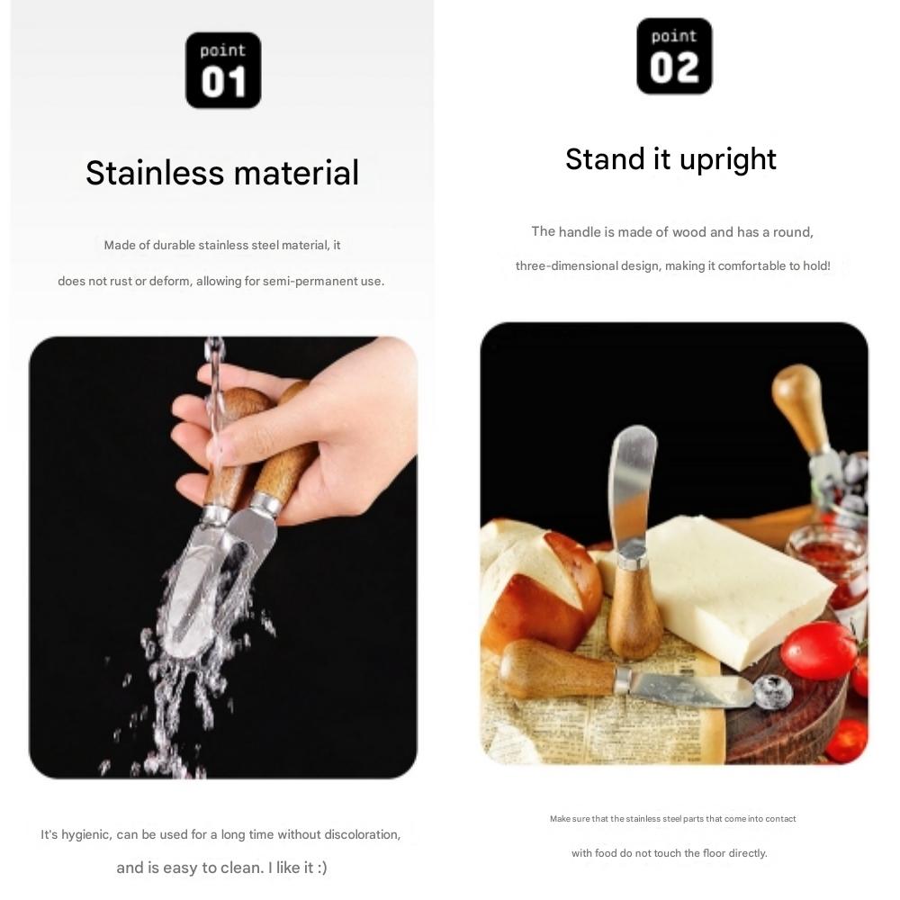 Stainless Steel & Wood Butter Knife 3-Piece Set (Butter Knife, (Blade) Knife, and Even a Fork)