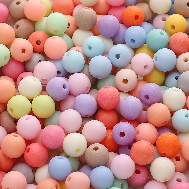 23-500Pcs Acrylic Beads Solid Colored Frosted Round Beads For DIY Bracelet Necklace Jewelry Making Accessories