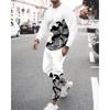 Men Casual Tracksuit Male Jogging Sprotwear Simple Stripe 3D Print Oversize Outfit 2-piece Trendy Clothes Vintage T-shirt Suit