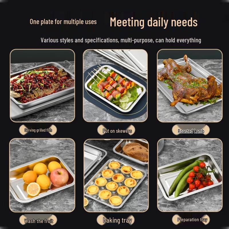 Wuhe Stainless Steel Shallow Rectangular Tray