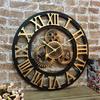 Gear Wall Clock Retro Wooden Living Room Wall Watch Art Design Bedroom Decorative Clocks Creative Large Round Silent Clocks