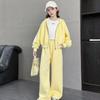 Girls Spring Clothes Set Teenage Hoodied Pullover Top + Pants Autumn Bottom 2pcs Kid Solid Tracksuits
