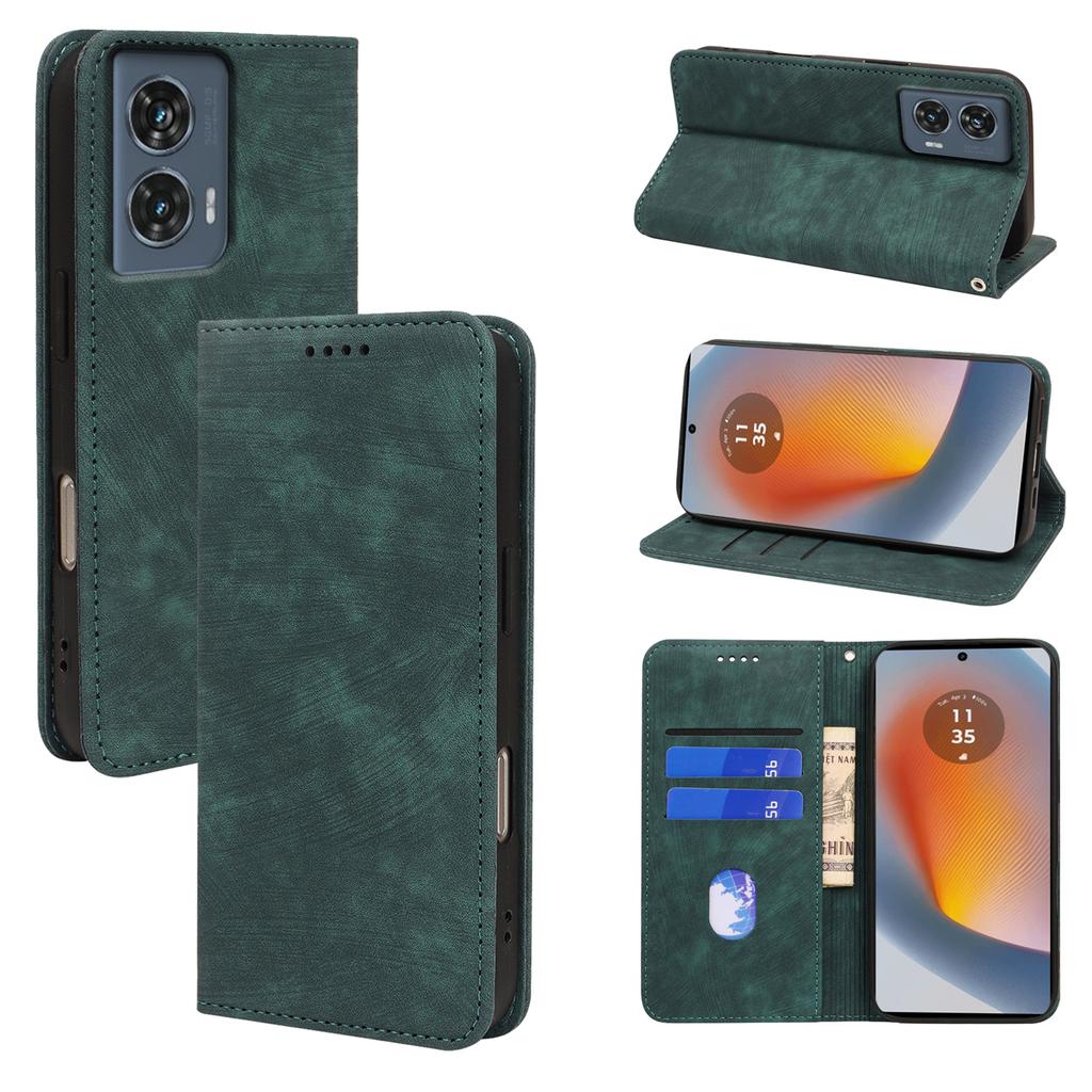 Für Motorola Edge 50 Fusion 5G Hülle Stark Magnetische Leder Brieftasche Handyhülle mit Gestreifter Textur