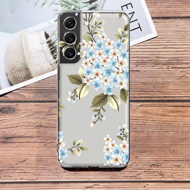 Blue Flower Dragonfly Clear Case For Samsung Galaxy S23 S22 S21 S20 Fe Ultra S10 S9 S8 Plus 10e S10lite Note 10plus 20ultra