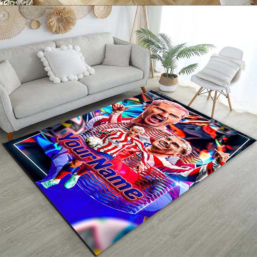 Atletico Madrid Personalized Text Floor Rug Office Rug Suitable for Study room Outdoor Game Room Dining Room Antislip Carpet Decorate Offices