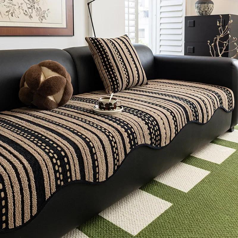 

Современные минималистичные диванные подушки осень-зима новый прямой ряд цельный противоскользящий диванный чехол ткань полотенце для гостиной 90x90