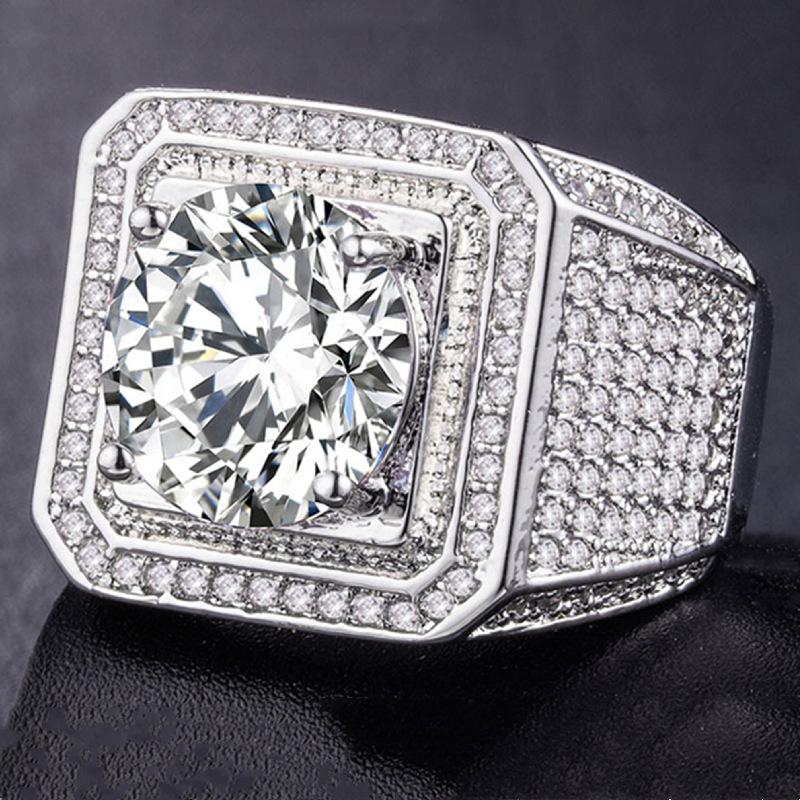 European & American Style Men's Dominant Micro-paved Full Diamond Ring with Naked Stones