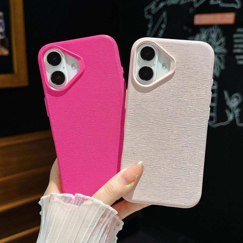 16PRO leather rabbit material mobile phone case is suitable for Apple 16 fashionable and simple 15promax protective case, anti-drop solid color