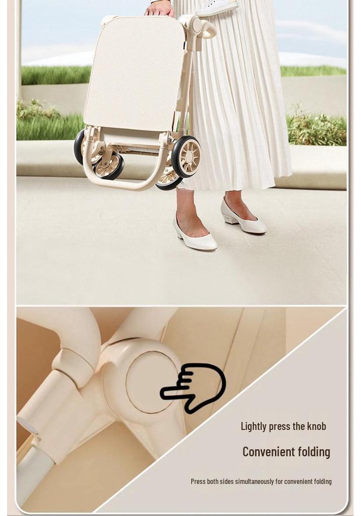 Compact One-Button Folding Baby Stroller: Lightweight, Reclining & Travel-Ready.