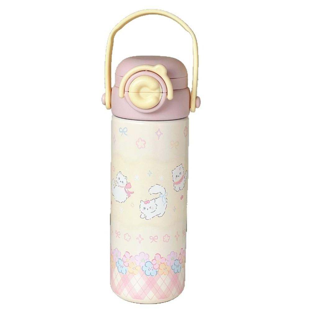 Cartoon Kitten Water Bottles 316 Stainless Steel Vacuum Mug Trendy Insulated Cup  for Lady Girls