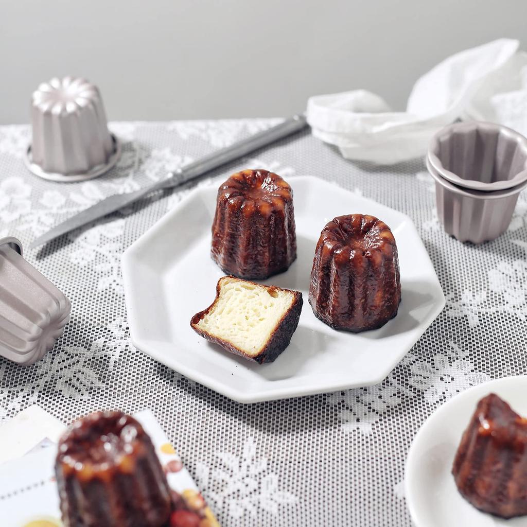 CHEFMADE Cake Molds, Canelé Molds, Non-Stick Cake Molds, Set of 4, Approx. 6.6cm, Cups 5.3 X 5.0cm