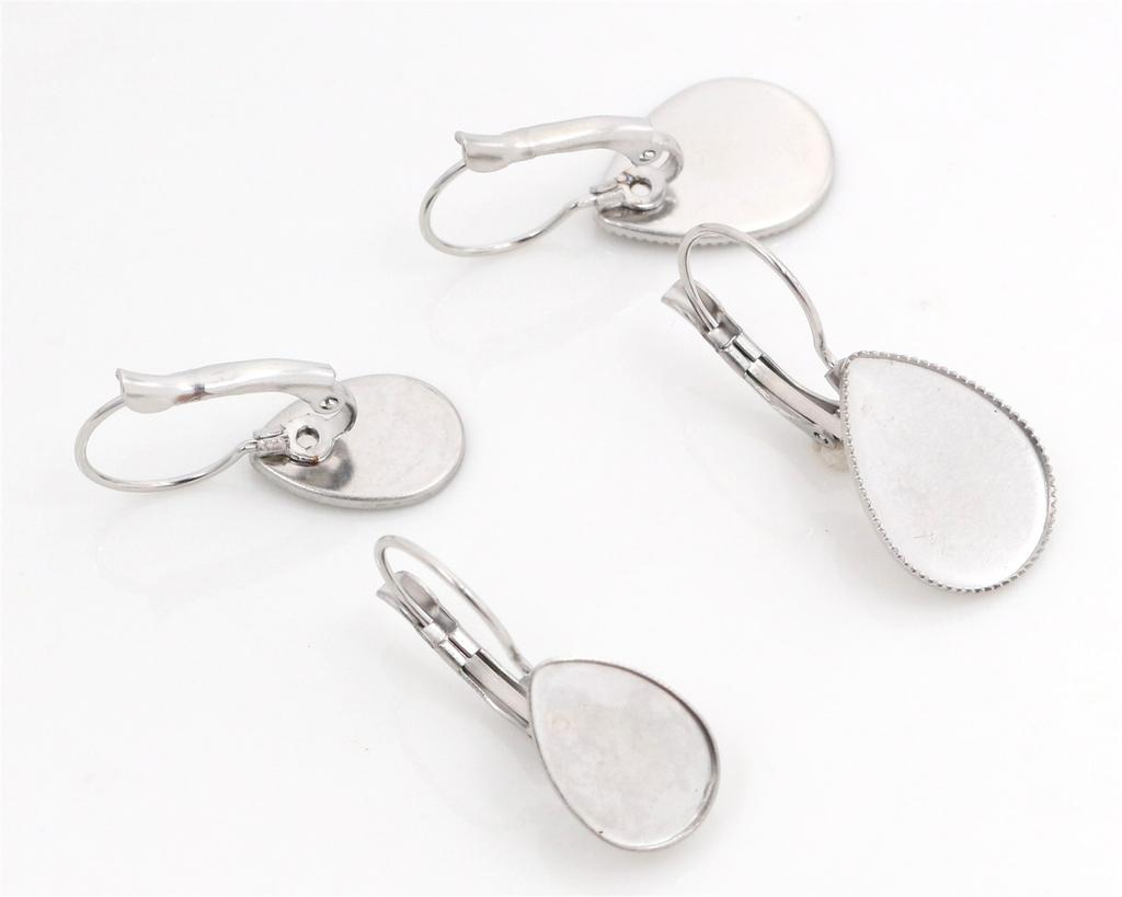 13*18mm 10*14mm 18x25mm 10pcs Stainless Steel Drop French Lever Back Earrings Base,Fit Drop Glass Cabochons