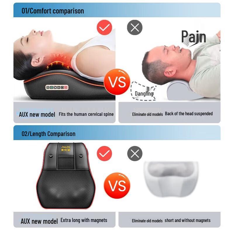 AUX Heated Neck and Shoulder Back Massager Cushion