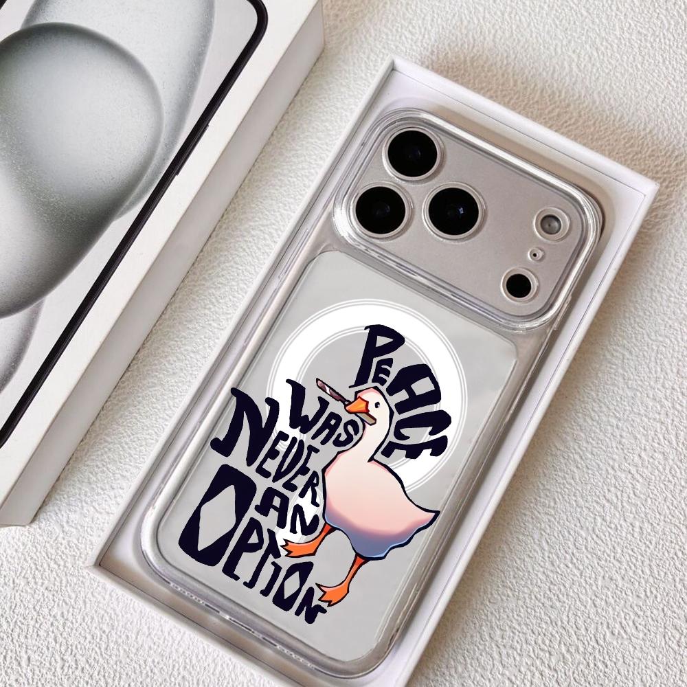 Funny Goose Phone Case For iPhone 17 16 15 14 13 12 Pro Max Plus With Magnetic Crystal Clear Case Wireless Charge