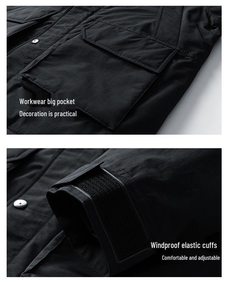 Unisex Mid-Length Winter Down Jacket with Fur Collar - Men's 90% White Duck Down Thickened Parka