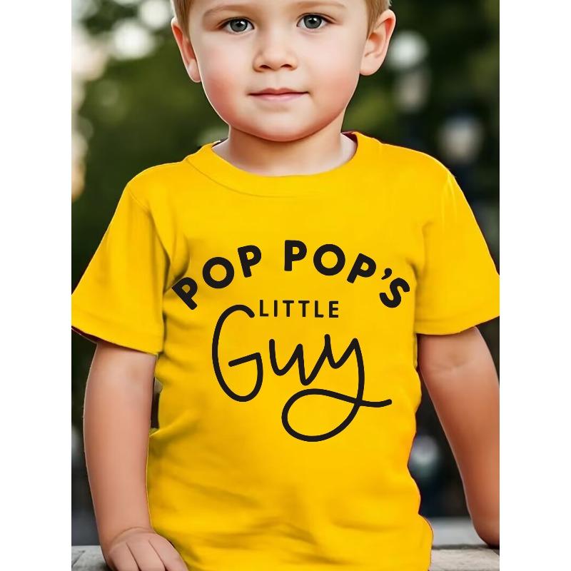 

European sizes Summer Boys Trendy Short-Sleeve Top Featuring The Pop Pop S Little Guy Letter Element Series, Perfect for Outdoor Casual Wear 98cm жёлтый