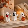 Tabletop Display Pieces Halloween Cute Ghost Figurine, Small Red Heart Pumpkin Bucket Statue, Indoor Festival Atmosphere Resin Funny Ornament for Home