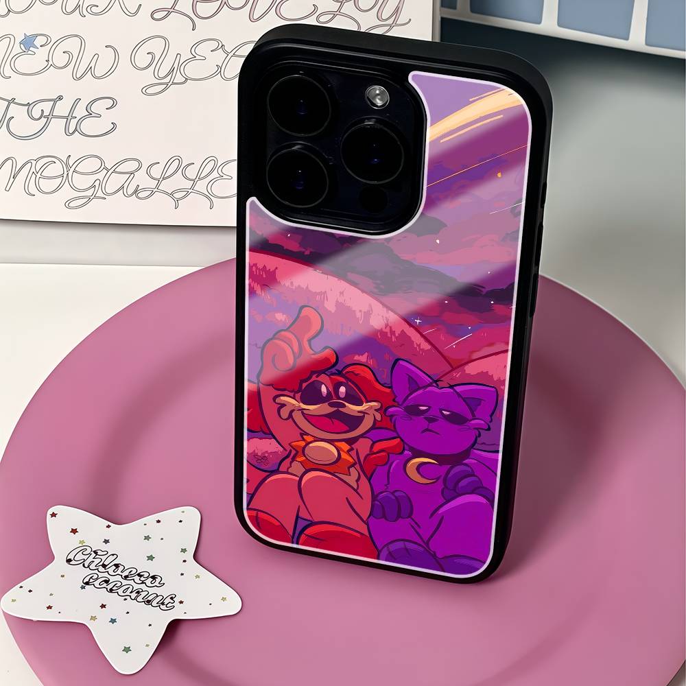 Anime P-Poppy Playtime Phone Case Black Hard Plastic Phone Case For Iphone 17 Air 16 15 14 13 12 11 Pro Max PC TPU Ins Case